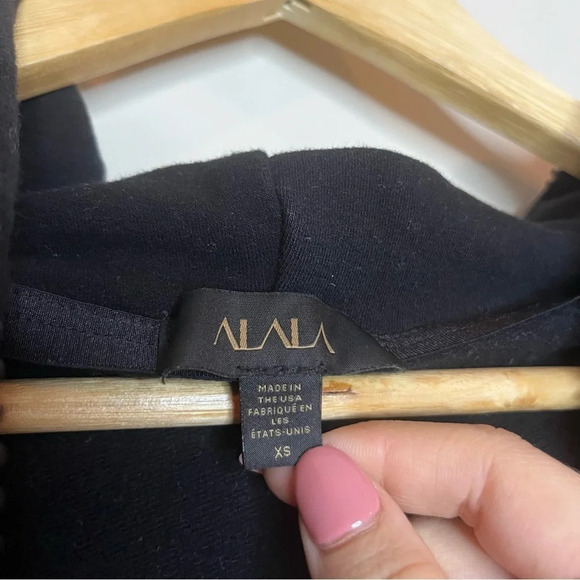 ALALA Zip Up Front Atheleisure Black Hoodie Sweatshirt - Picture 9 of 9